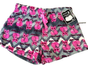 NWT Hotel Spa Collection Plush Lounge Sleep Shorts Fox Print Pink Women's L